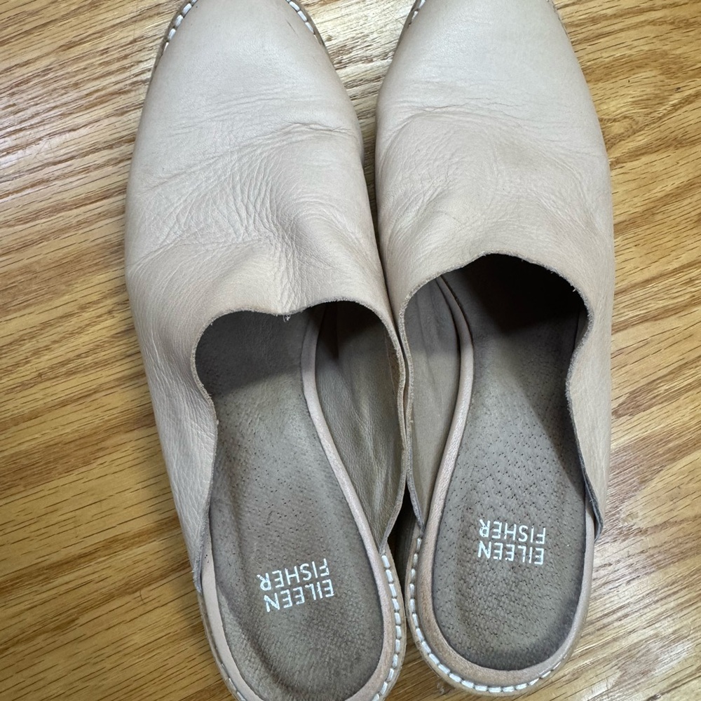 Eileen Fisher Women's Tan Leather Mules